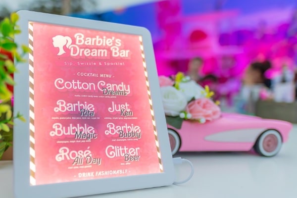 Barbie dream bar menu